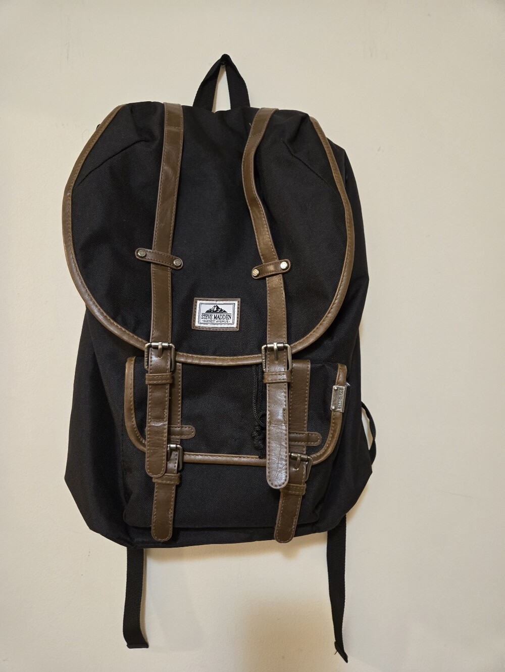 Steve Madden Black Backpack with Brown Accents